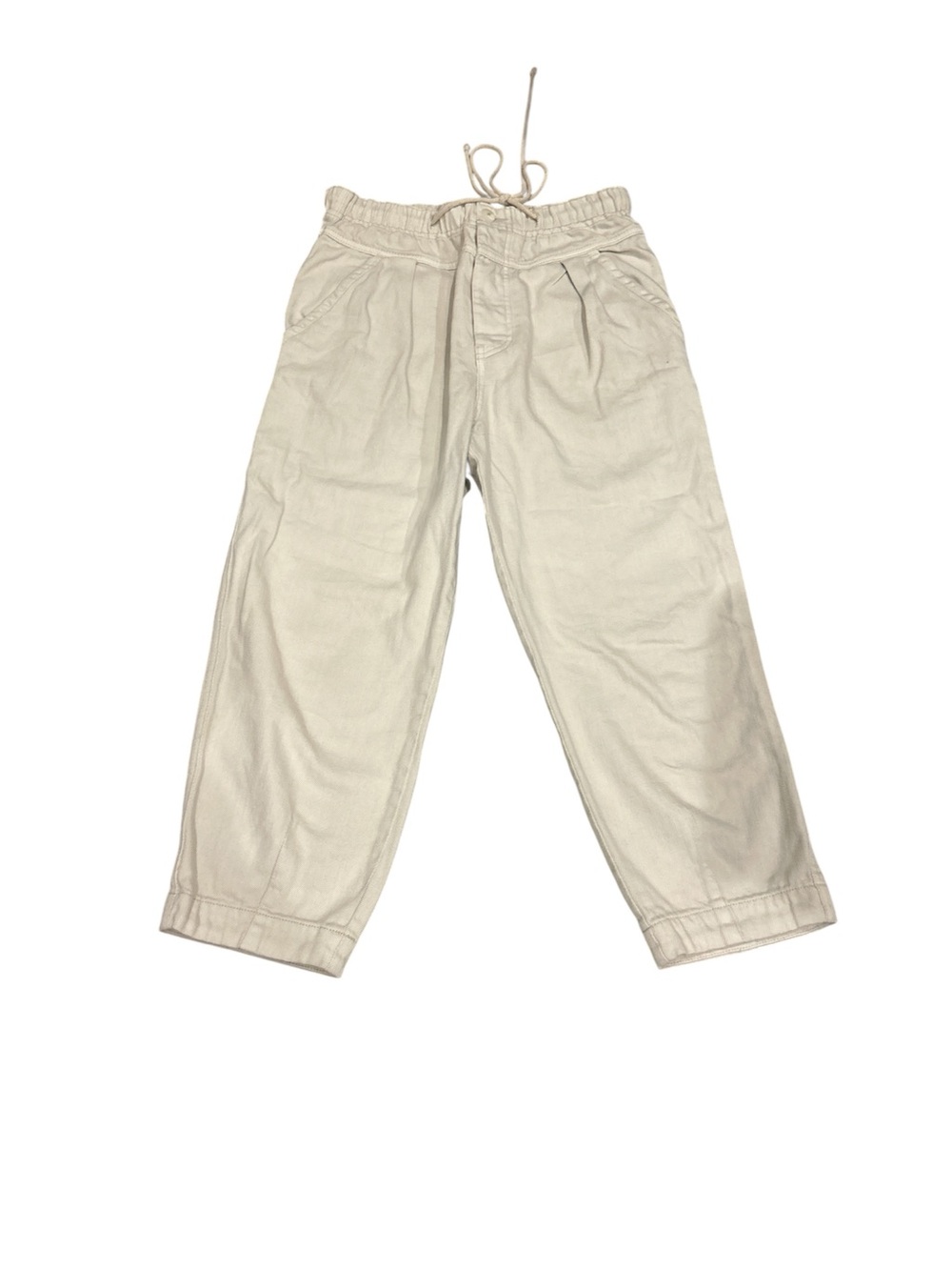 Free People Cream Cropped Drawstring Pants